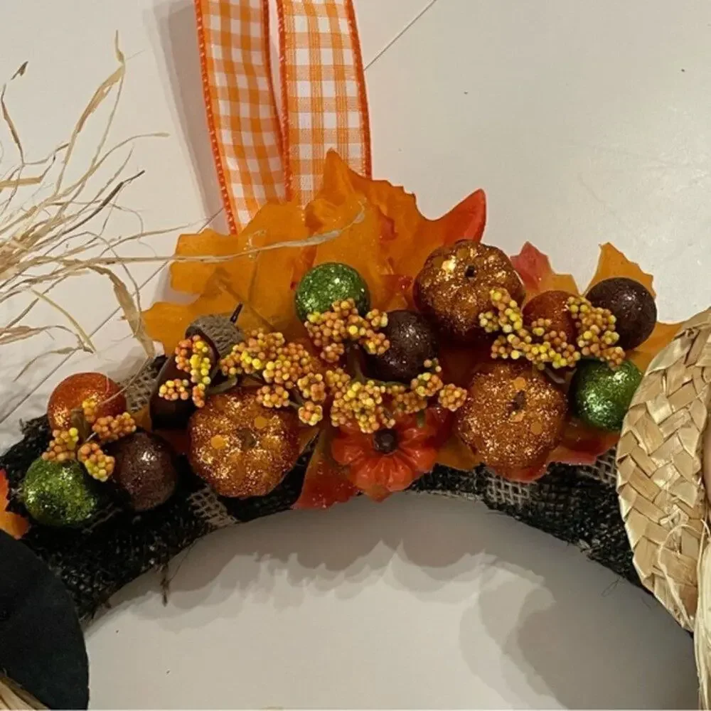 Fall Harvest Scarecrow Welcome Wreath 15